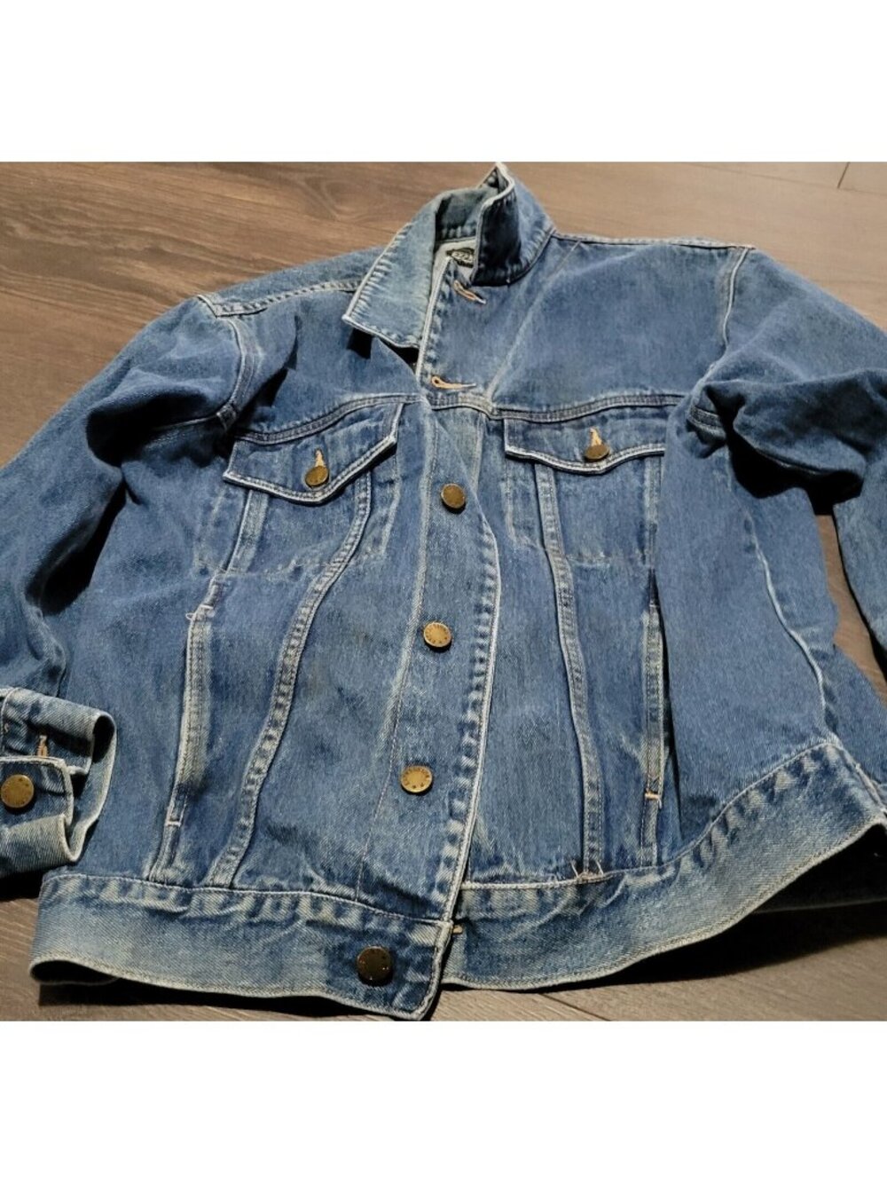 Expressions Acid Wash Denim Trucker Jacket Vintage 1980s Size Medium 100% Cotton